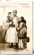 Italy Soldier with his Family WWI Patriotic STA published postcard