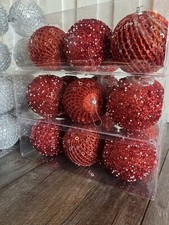 Christmas Ornaments Balls Red 6 pcs  Size of each Ball is 3.94: Glitter