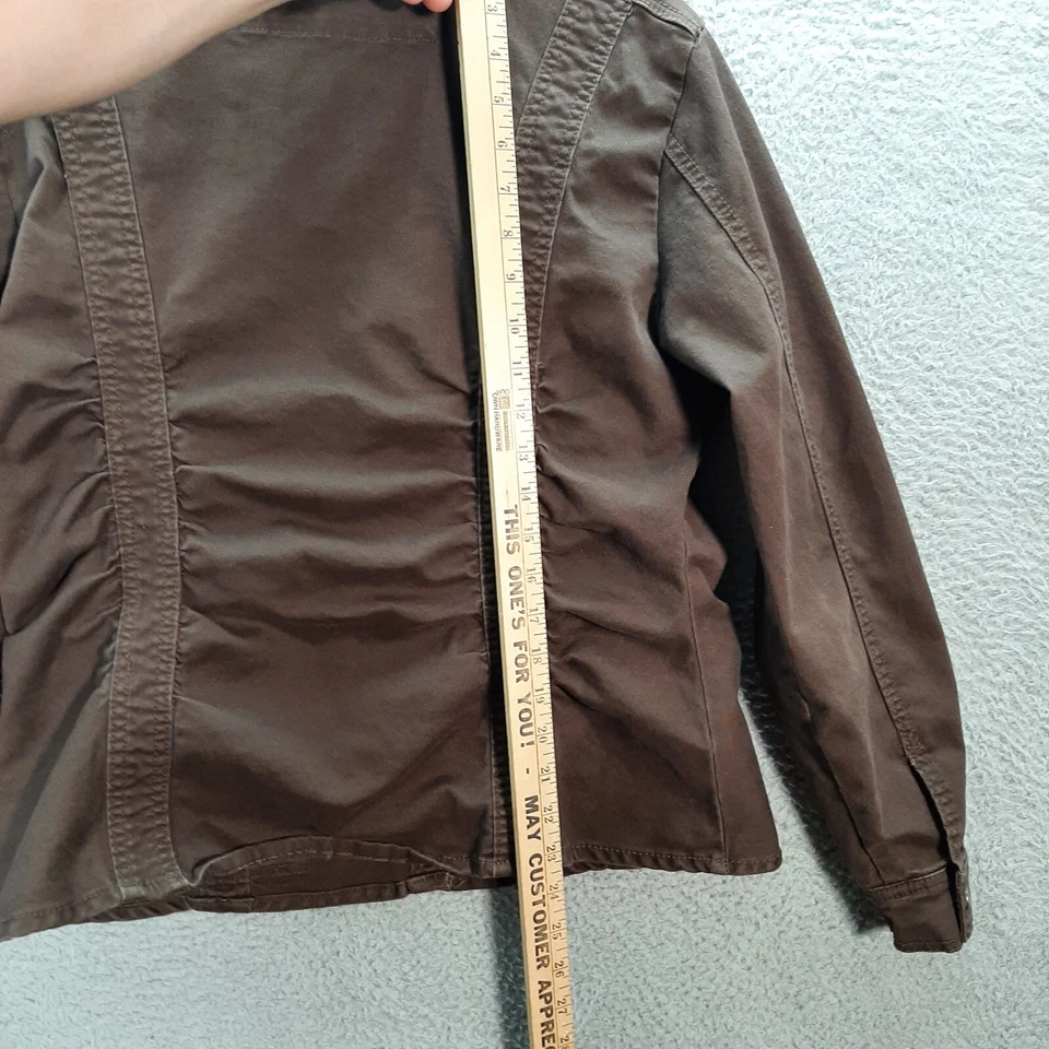 Chaqueta Ethyl Mujer Grande Marrón Ruche Vintage Denim Bomber Utilidad Exterior Foto 4 de 4