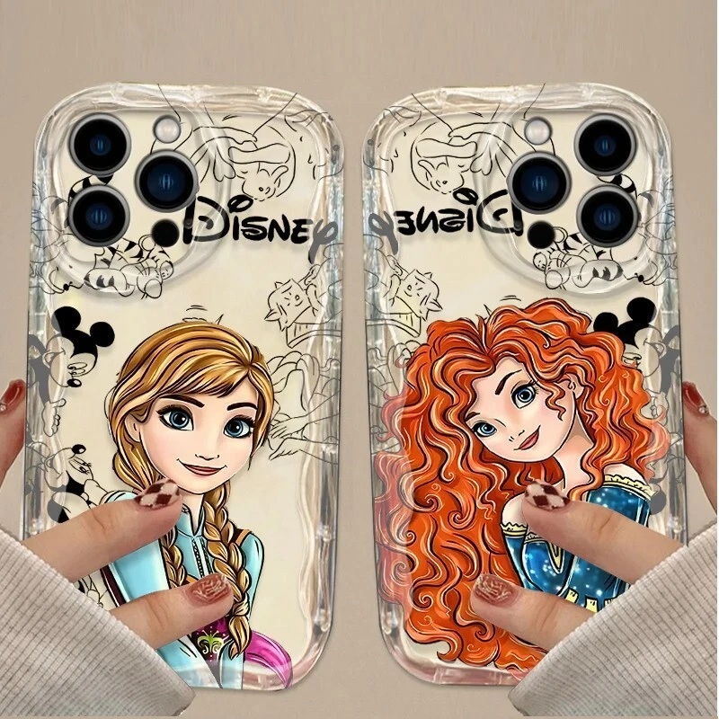 Funda de teléfono Disney Princess transparente 3D onda para iPhone 16 15 14 13 12 Plus Pro Max Foto 2 de 4