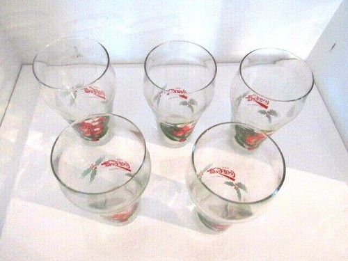 *Set of 5 VTG Coca-Cola Glasses Santa Claus Snowflake Holly Christmas 1996 - 第 3/10 張圖片