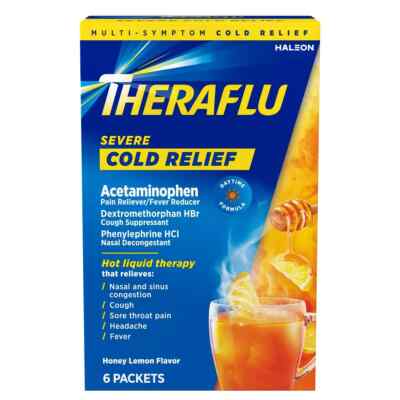 Theraflu Daytime Cold Relief Powder, Honey Ginger - 6Ct - 3 Pack, NEW