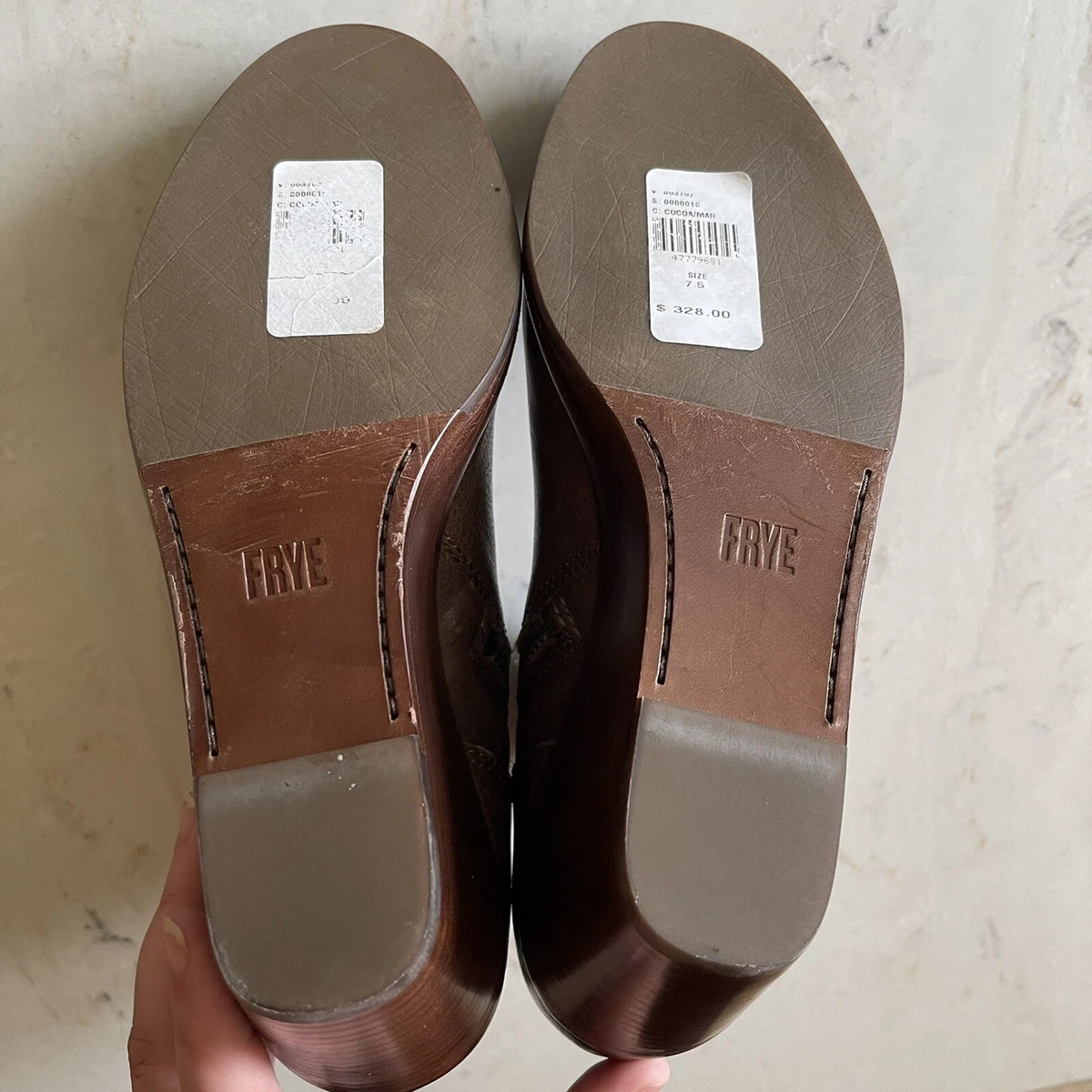 Frye Emma Leather Wedge Short Ankle Booties Tan Women s Size 7.5