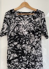 ⭐M&S Ladies Grey Black Stretch Dress⭐Size 14⭐Work Formal Party⭐Stretchy Ruched⭐