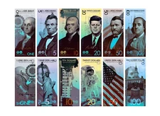Set of 6x 2020 A Andrey Avgust American Money Reimagined $1-100 Art Polymer Bill