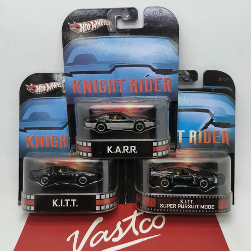 Lot 3 Hot Wheels Retro KNIGHT RIDER KITT K.I.T.T Super Pursuit Mode KARR K.A.R.R