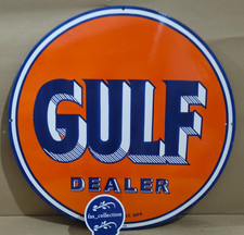 Letrero esmaltado porcelana Gulf Dealer 30 x 30 pulgadas 1 cara