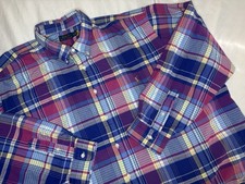 Polo Ralph Lauren Men  s Oxford Button Down Shirt Flesh Pony Plaid Purple 4XB