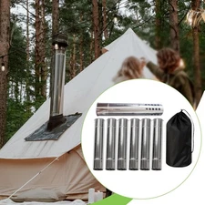 6x Chimney Pipes Camp Stove Pipe Tube for Outdoor Camping Log Burning Stove