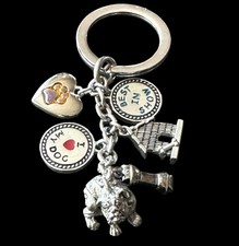 CN Bulldog Multi Charm Keychain I Love My Dog Silver Tone Metal Pet Puppy