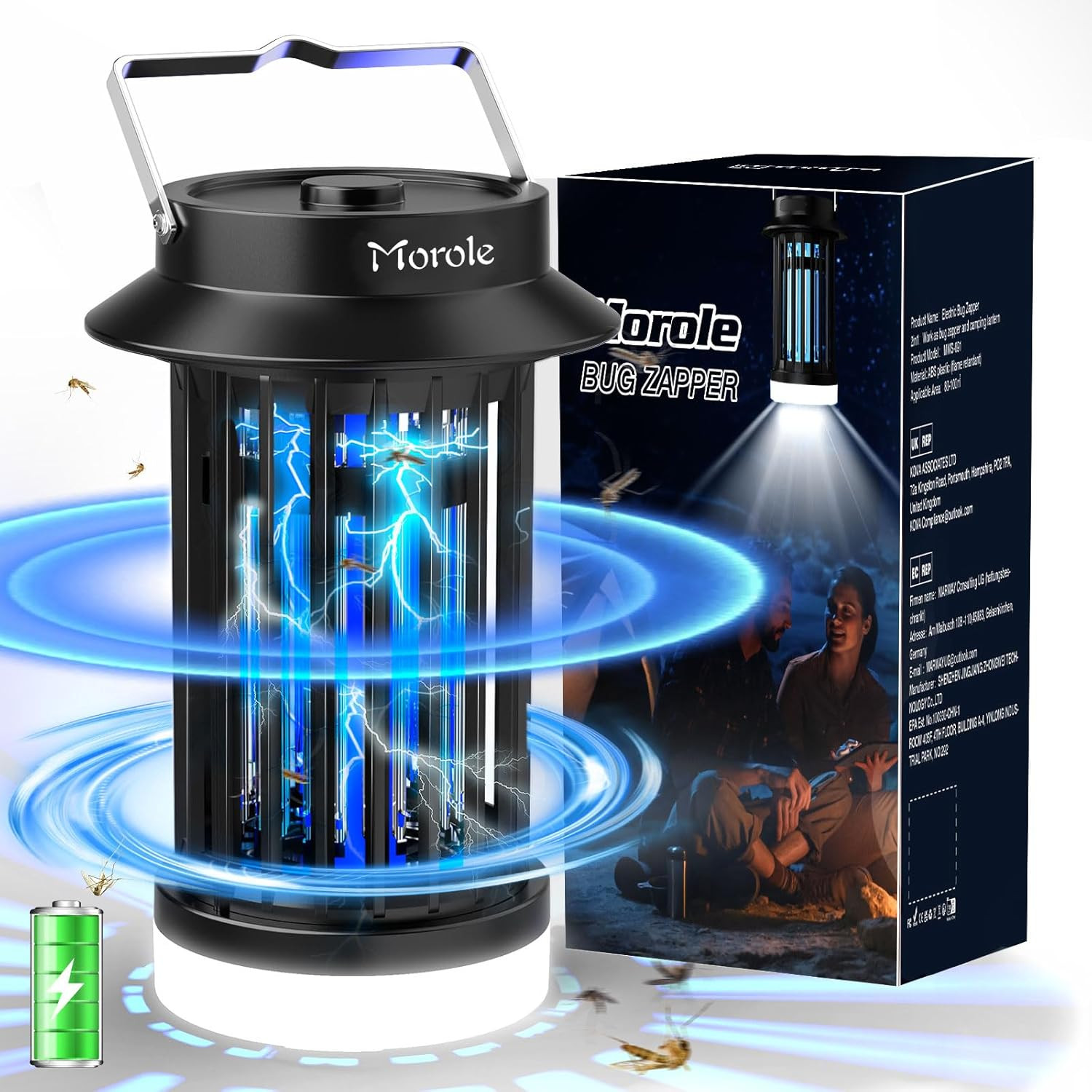 Tue mouche electrique Morole anti moustique 4200V contre les piqures de nuit