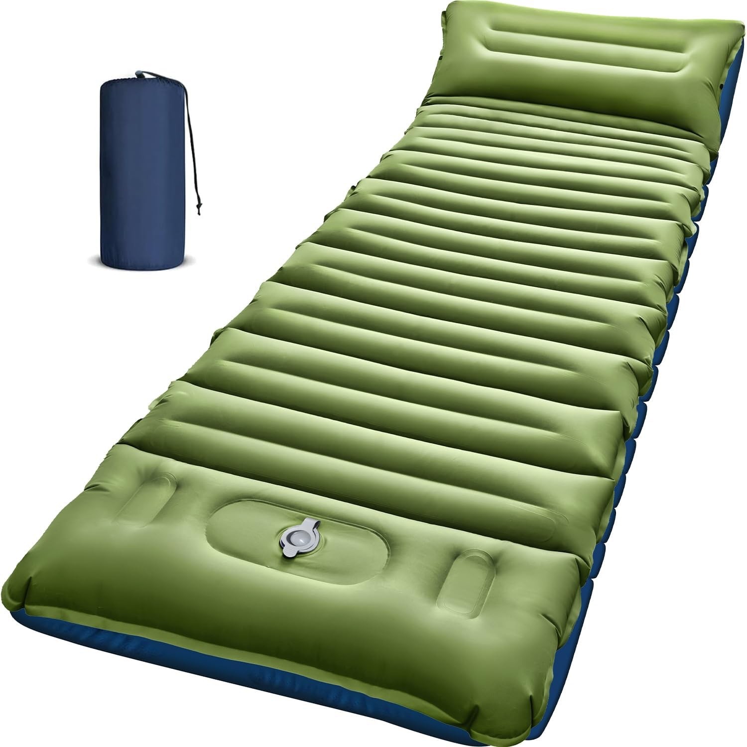 Camping Sleeping Pad Thick 5 Inch Backpacking Mat with Pillow Built-in Foot Pump