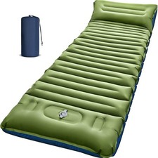 Camping Sleeping Pad Thick 5 Inch Backpacking Mat with Pillow Built-in Foot Pump