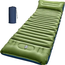 Camping Sleeping Pad Thick 5 Inch Backpacking Mat with Pillow Built-in Foot Pump