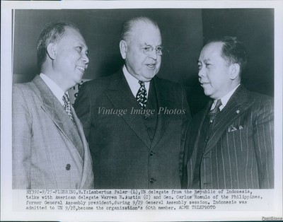 1950 Flushing NY Lambertus Palar Warren Austin General Assembly Wirephoto 7x9