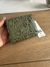Tory Burch Britten Embossed Croc Compact wallet in Soft Ivy NWT
