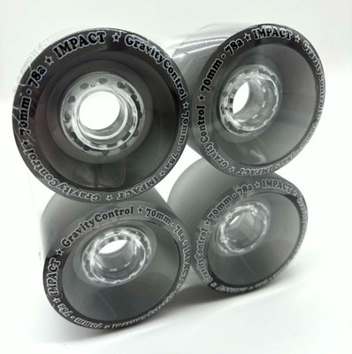 IMPACT LONGBOARD WHEELS ''Gravity Control'' Clear Black 70mm 78a Cruiser RollenSet