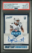 2016 PANINI PRESTIGE DRAFT DAY SIGNATURES #DP DAK PRESCOTT PSA 8 AUTO 10
