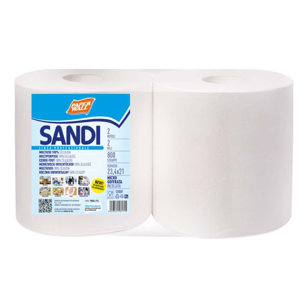 Pair Of Industrial Paper Rolls Sandi 800 Sheets Realcarta | Multi-Purpose