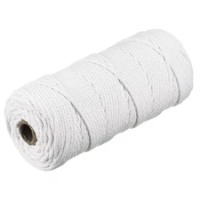 Cotton Rope Twine String Twisted Braided Cord, White 100m/109 Yard