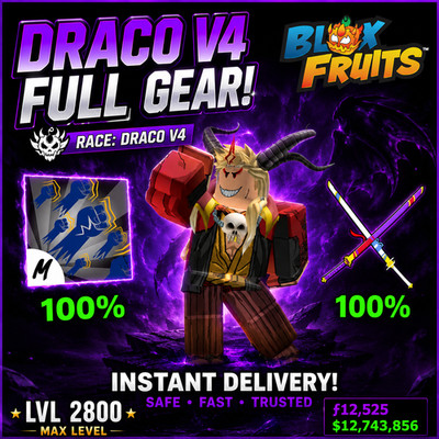 Roblox Blox Fruits Max Level 2800 | Godhuman + CDK + Draco V4 Full Gear