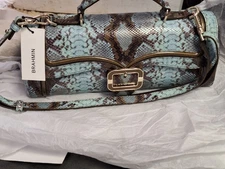 Brahmin Tacoma Collection Turquoise Stone Dayan Satchel Bag