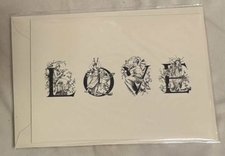 6 Decorative NOTE CARDS with LOVE on them D.L. & Co Black and Cream Paper