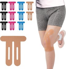 Precut kinesiology tape for knee support, 12 pack, latex-free, 4 colors