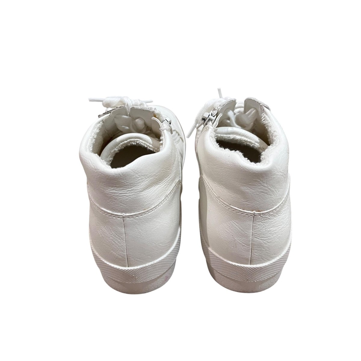 Dv Dolce Vita Havi Shoes Womens Size 7 White Faux Leather Zip Lined Sneakers View 4