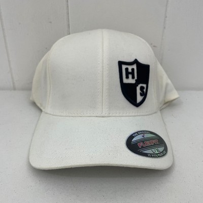 H&S Performance Flexfit Baseball Hat/Cap Shield Logo Embroidered White Mens L/XL