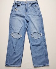 American Eagle Jeans Baggy Wide Leg Womens 14 Short Blue Super High-Rise 32x28