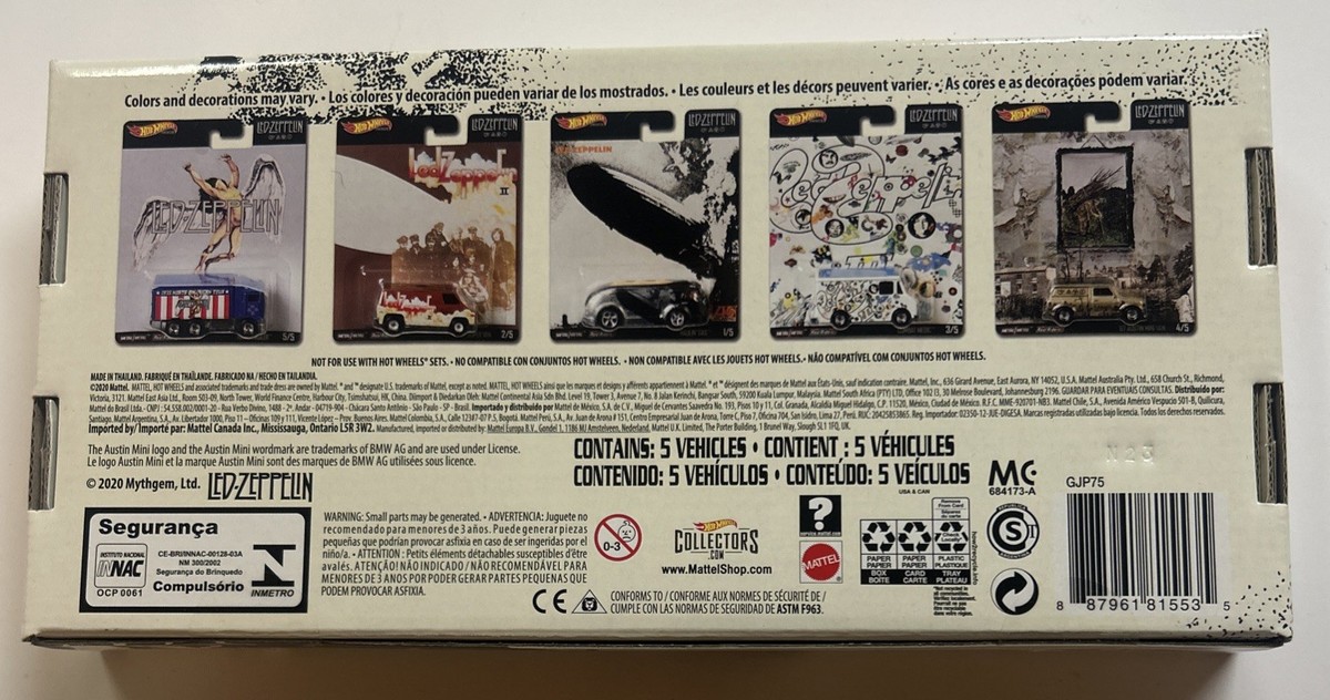 Hot Wheels LED Zeppelin Limited 5 Car Set - GJP75 for sale