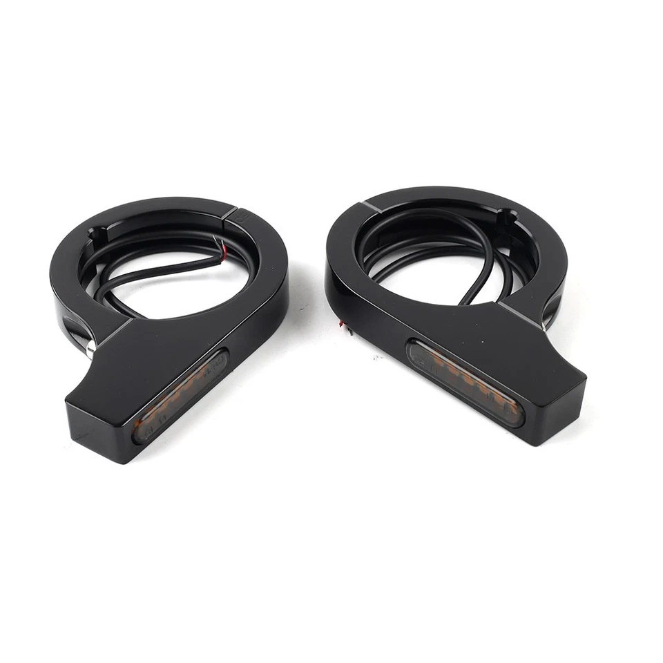 Motorrad Gabel Blinker Lichtanzeige Gelb für Harley Touring Schwarz - Image 4 of 4