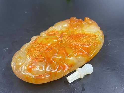 novel gift Beautiful Rare Hand Carved Chinese Hetian Jade Snuff Bottle"Fish" - Picture 4 of 7