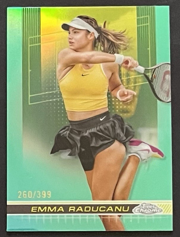 2024 TOPPS CHROME EMMA RADUCANU #198 AQUA REFRACTOR @ 260/399 @