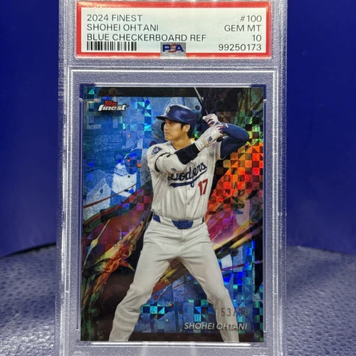 PSA 10 - 2024 Topps Finest SHOHEI OHTANI Blue Checkerboard Refractor 53/99 #100