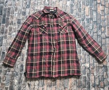 Vintage Ely Cattleman Flannel Shirt Jacket Mens XLT Plaid Quilted Pearl Snap Red