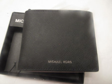 NWT Michael Kors black color PVC slim billfold bifold wallet Men