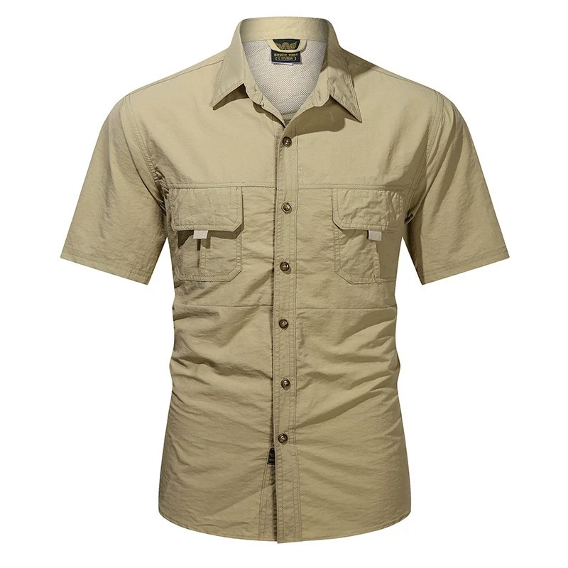 Mens Work Shirts Military Short Sleeves Air Force Army Cotton Casual Shirts Tops