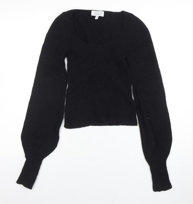 Aritzia Damen Schwarz Wollmischung U-Ausschnitt Langarm Pullover Größe S