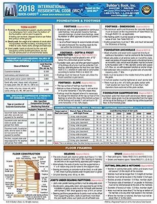 2018 International Residential Code (IRC) Quick-Card