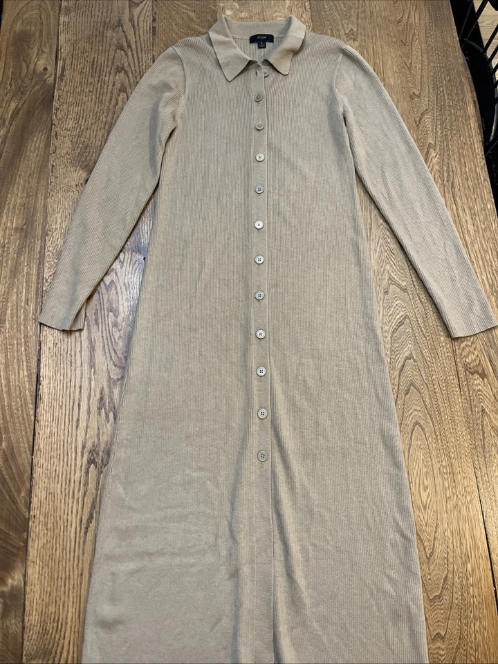 J. Vestido Chaleco Suéter Crew, Tostado con Botones, Para Mujer S Foto 3 de 4