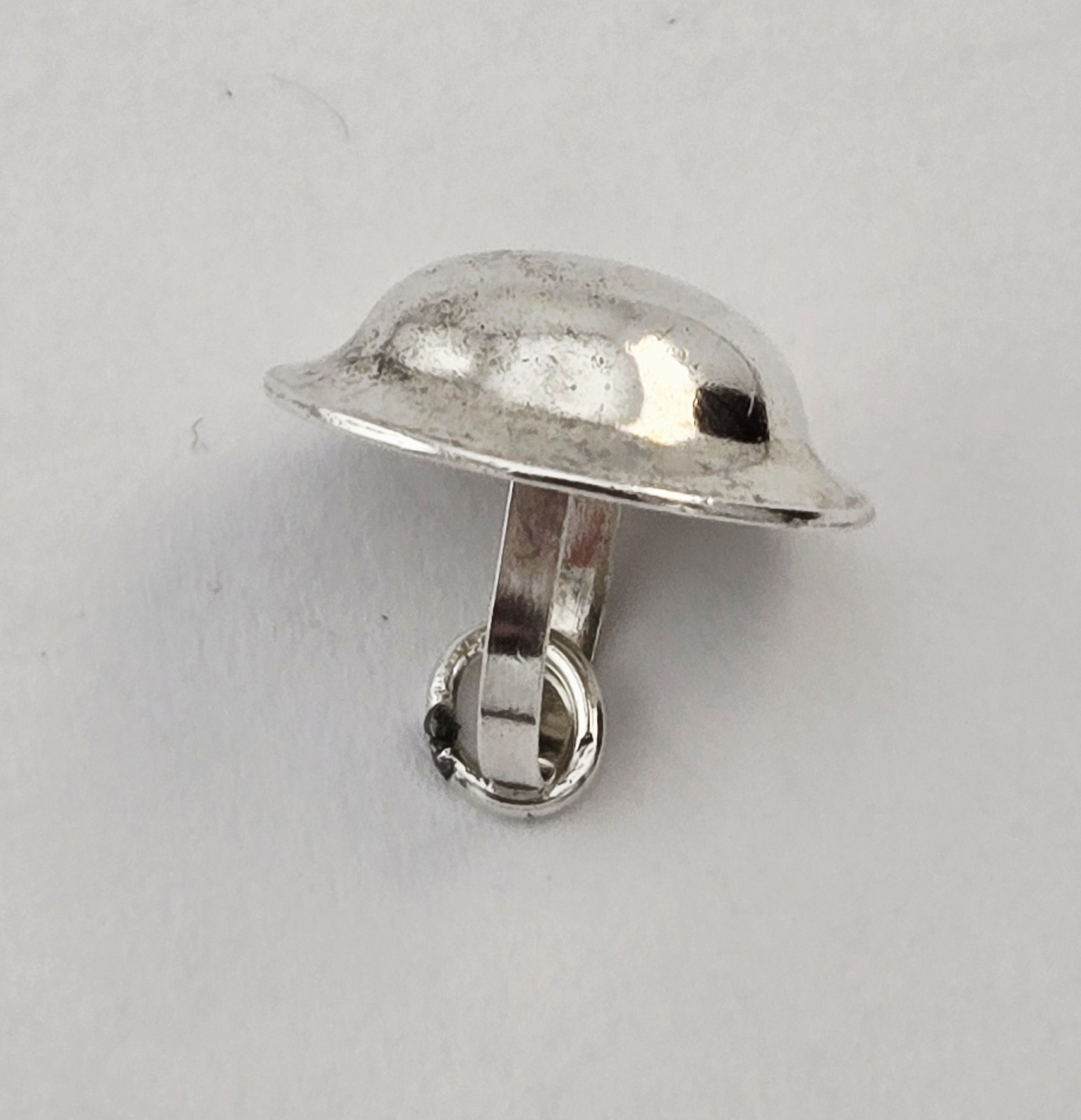 Vintage Sterling Silver WWI Military Helmet 3D War Charm Pendant - 1.3g