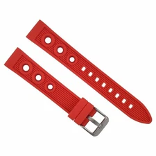 18MM RUBBER DIVER WATCH BAND STRAP FOR BREITLING CHRONOMAT A13035 AVENGER RED
