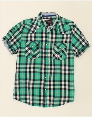 JACK & JONES Herren Kurzarm Hemd XL grün kariert Baumwolle CA21