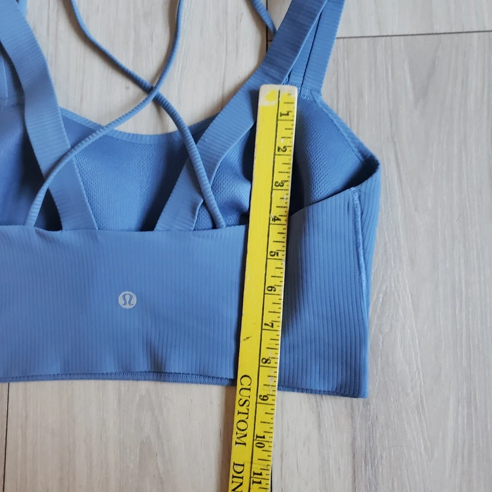 Sujetador Lululemon Like A Cloud para mujer 8 sarga azul acanalado Longline soporte ligero Foto 3 de 4