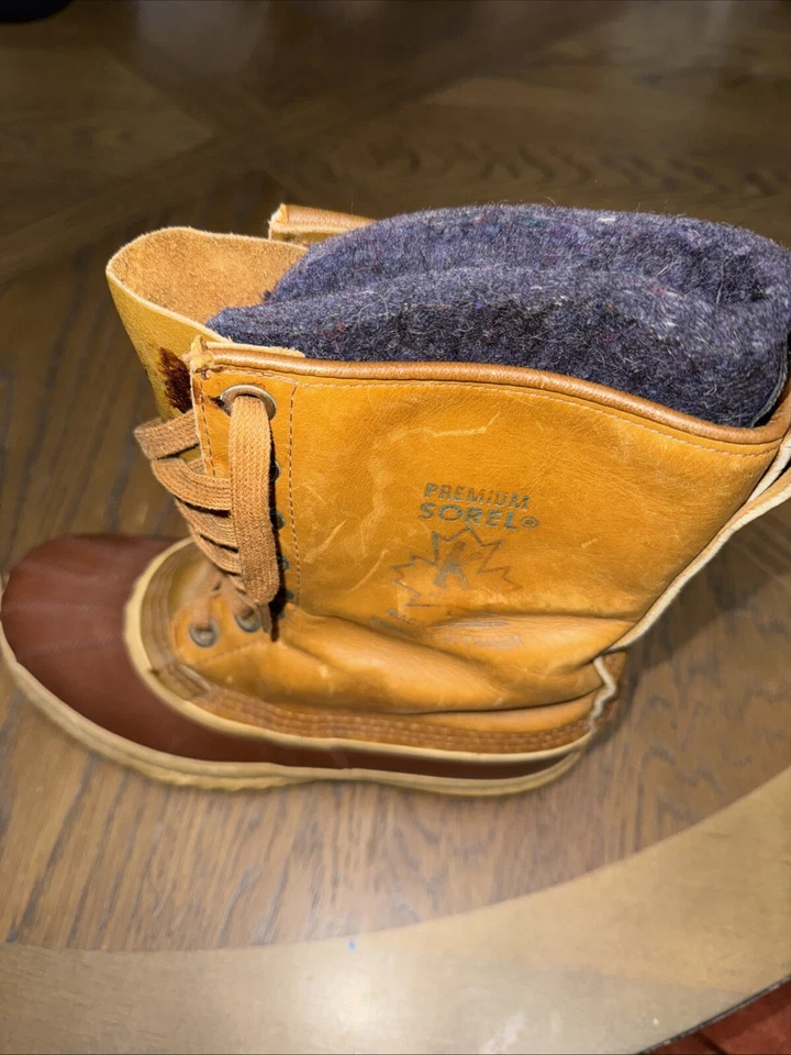 Vintage Premium Sorel Snow Boots Men's Size 9 Wool Cheyenne Rawhide Water Res. - Image 3 of 4