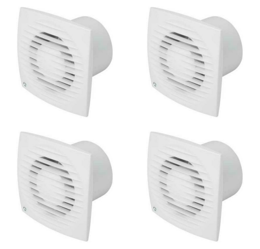 4 x Airflow 9041348 AUE100T AURA-ECO Axial Extractor Fans with Timer (100mm)