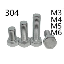 M3 M4 M5 M6 304 Stainless Steel Hexagon Bolts Hex Head Cap Screws DIN933