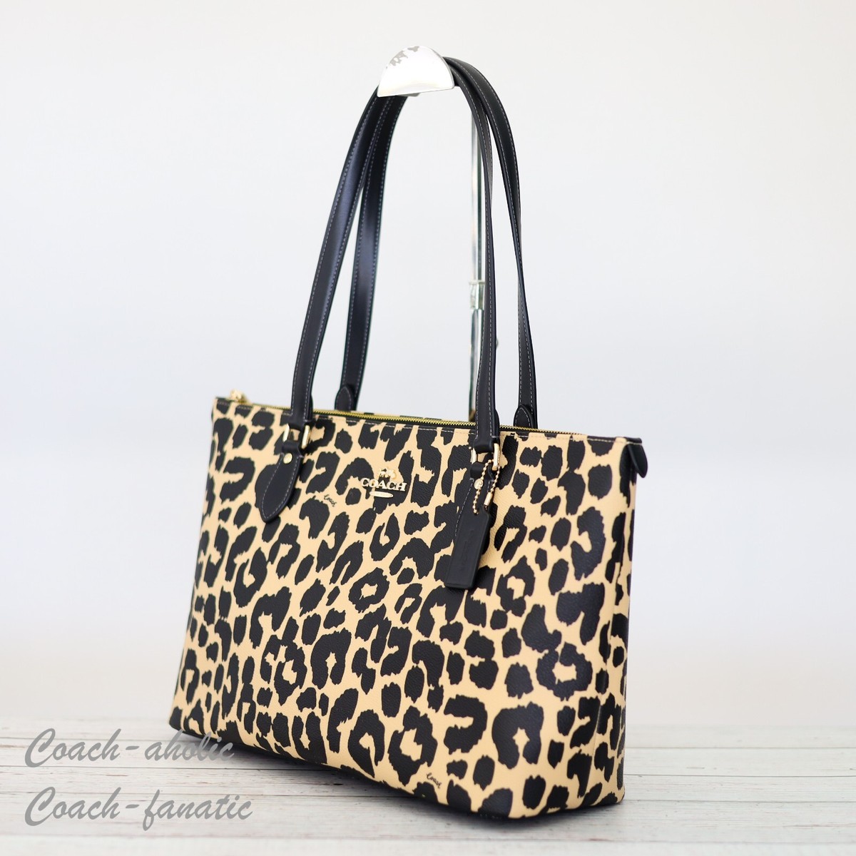 トートバッグ COACH Gallery Tote Bag With Leopard Print CY347 NWT Coach CY347 Gallery Tote Bag With Leopard Print | eBay